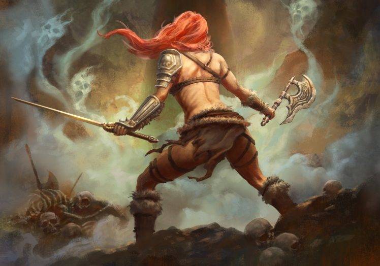 fantasy Art, Warrior, Axes HD Wallpaper Desktop Background