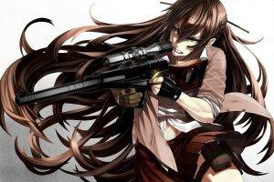 VSS Vintorez, Weapon, Original Characters, Anime Girls, Brunette