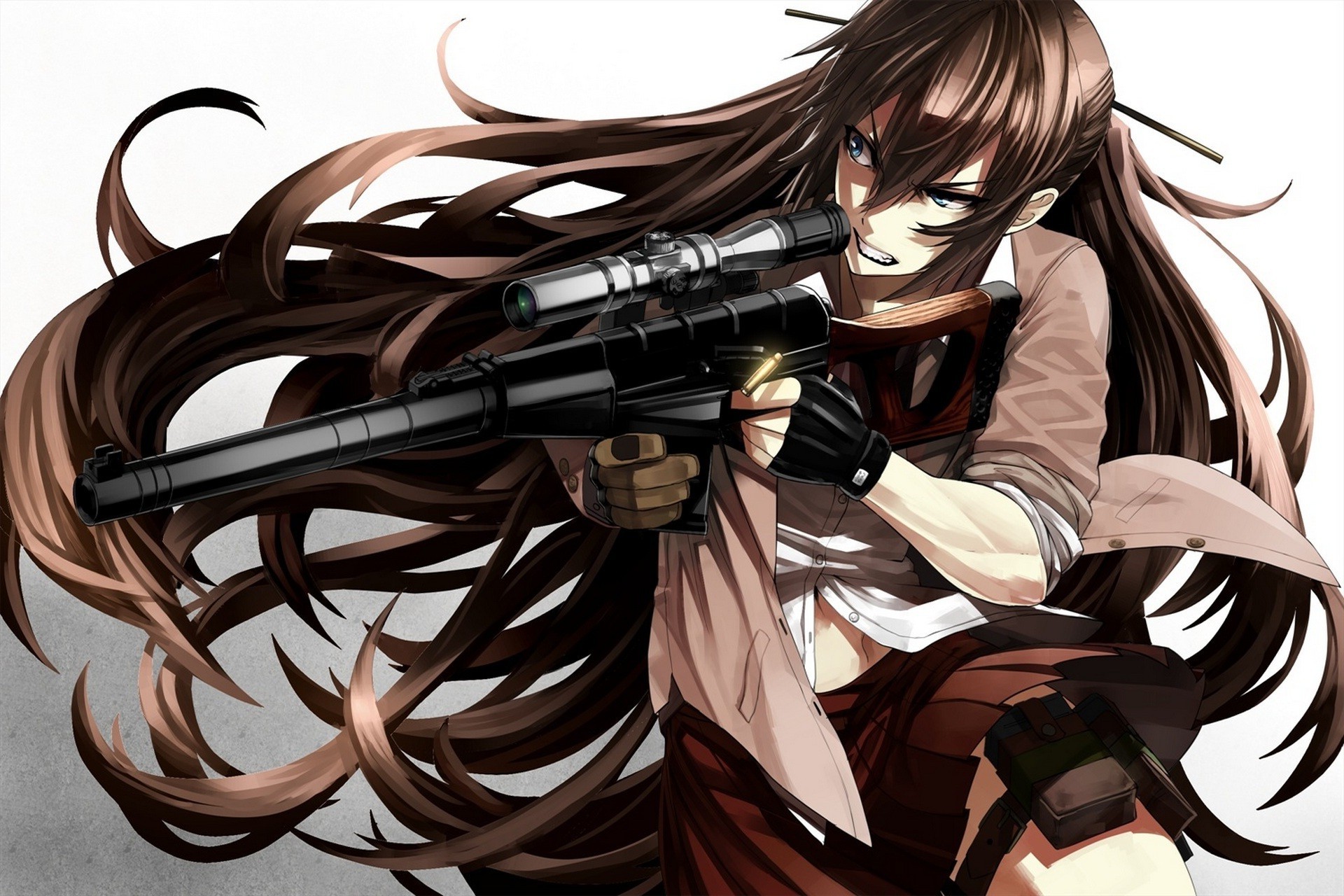 VSS Vintorez, Weapon, Original Characters, Anime Girls, Brunette Wallpaper
