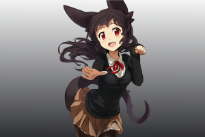 anime Girls, Animal Ears, Original Characters, Tail, Red Eyes