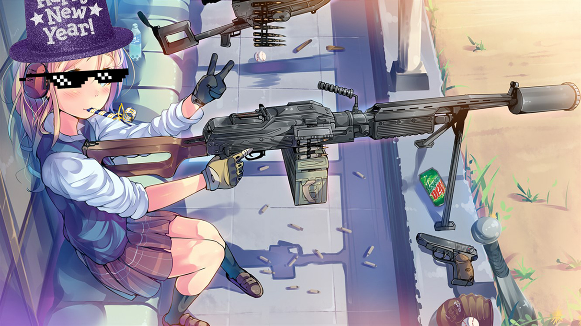 New Year, Weapon, Skirt, Major League Gaming, Mountain Dew, Sunglasses Wallpaper