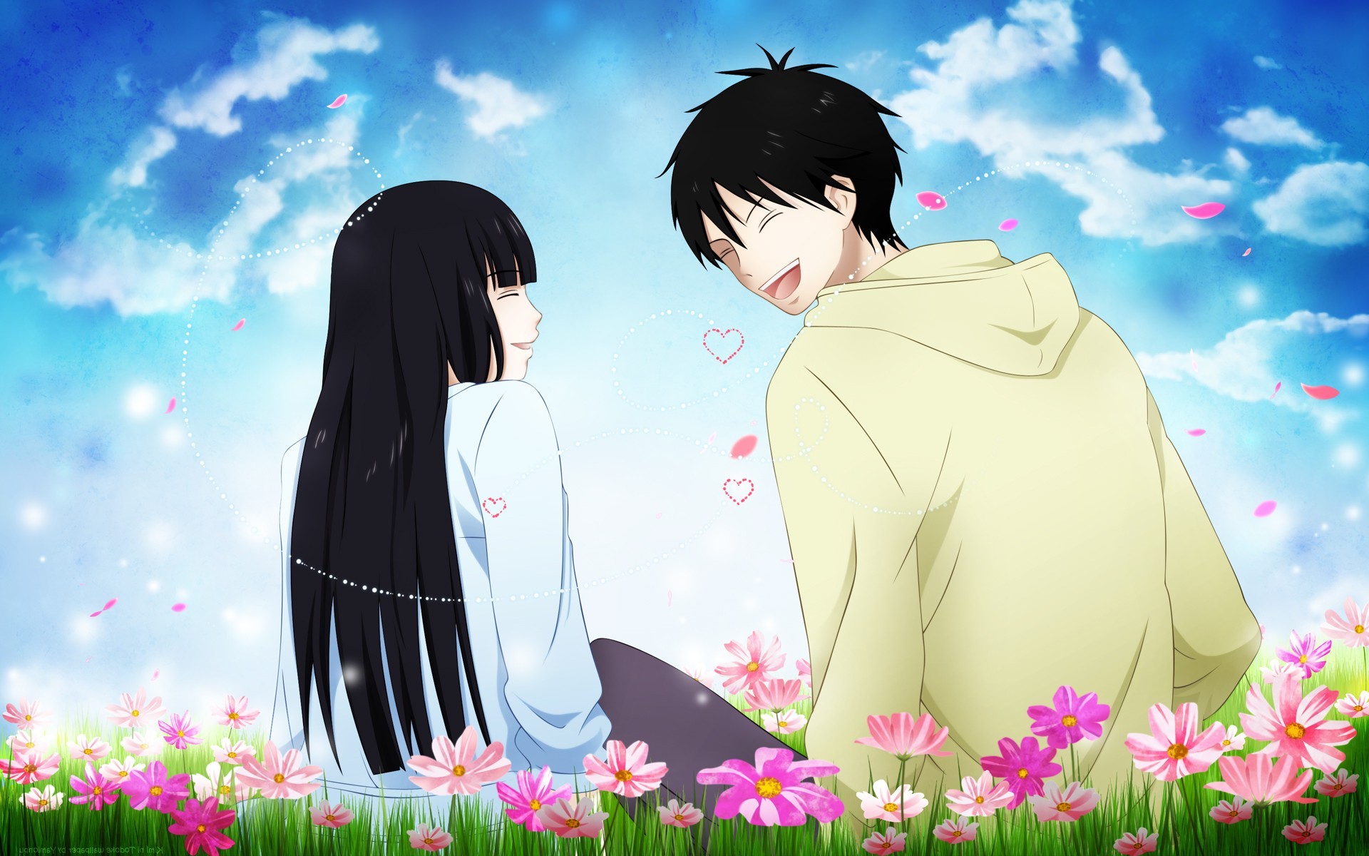 Kimi Ni Todoke, Kazehaya Shouta, Kuronuma Sawako, Flowers, Anime, Anime Boys, Anime Girls, Love Wallpaper