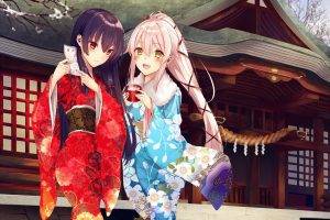 anime, Anime Girls, Kimono, Traditional Clothing, Isokaze (KanColle), Yura (KanColle), Kantai Collection