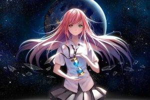 anime, Anime Girls, Original Characters, Heterochromia, School Uniform, Pink Hair, Hourglasses