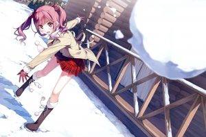 anime Girls, Kurumi (Kantoku), Original Characters, Kantoku, Snow, Anime, Pink Hair, Afterschool Of The 5th Year