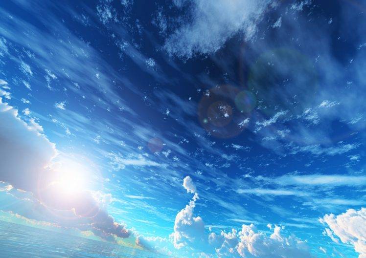 blue, Sky, Rising Sun, Clouds HD Wallpaper Desktop Background