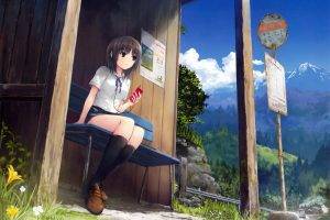anime, Skirt, School Uniform, Anime Girls, Coffee Kizoku, Original Characters