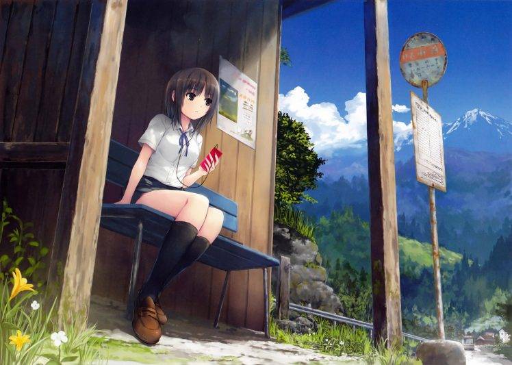 anime, Skirt, School Uniform, Anime Girls, Coffee Kizoku, Original Characters HD Wallpaper Desktop Background