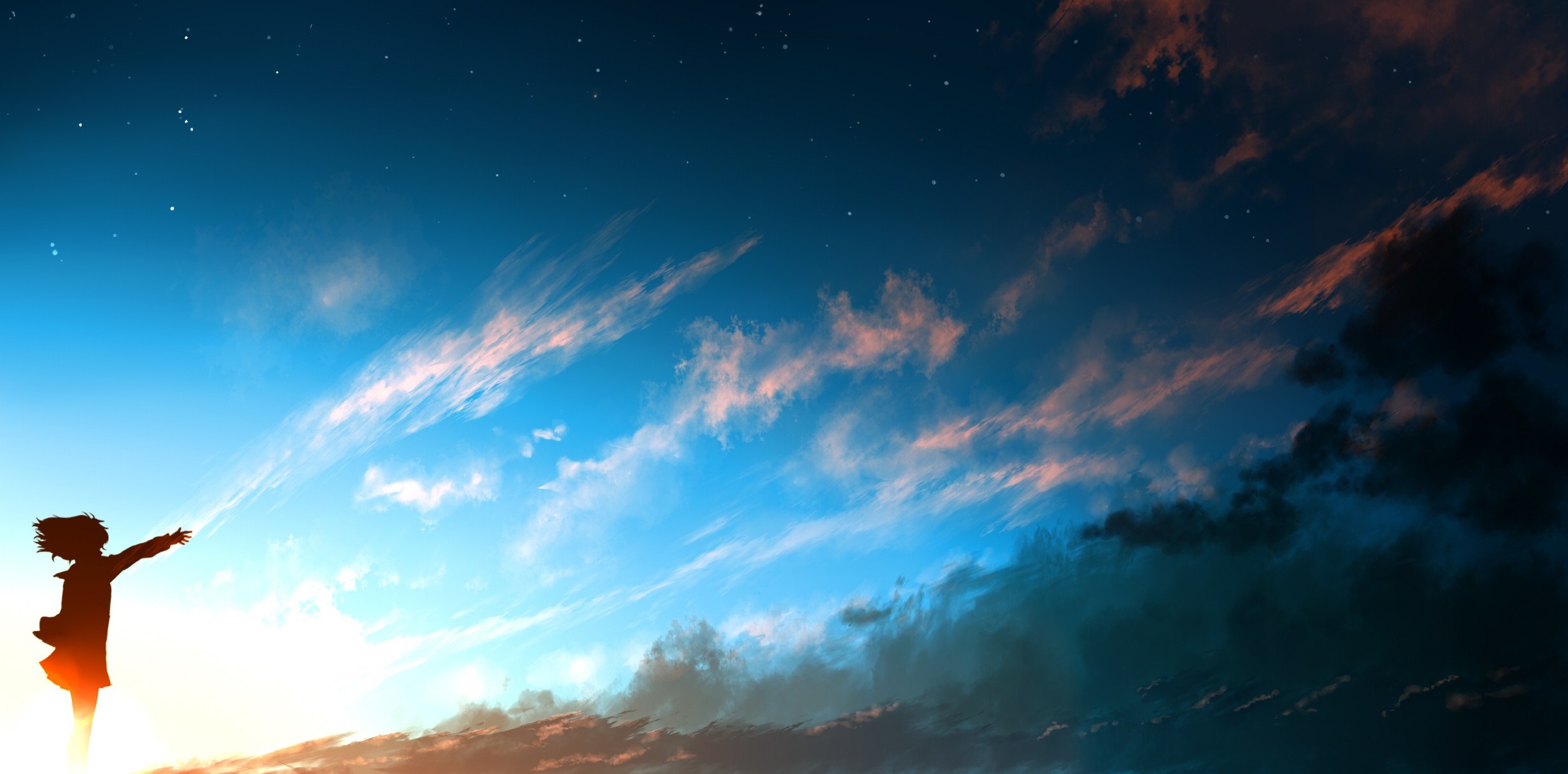 sky, Clouds, Anime Girls Wallpaper