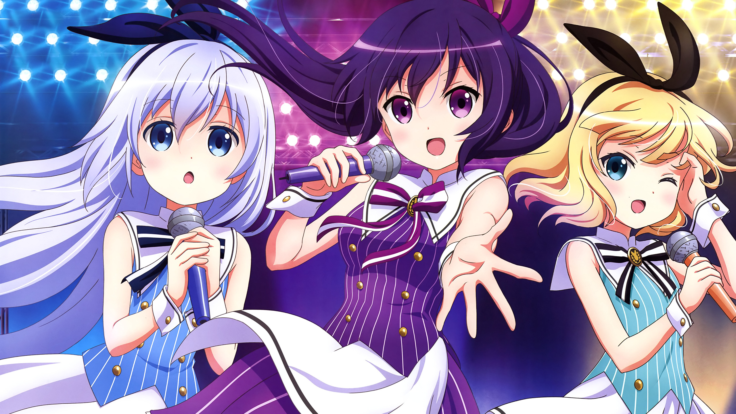 anime, Anime Girls, Microphones, Music, Idol, Singing, Gochuumon Wa