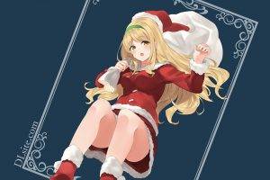 anime, Christmas, Santa Claus, Dille Blood, Blonde, Original Characters