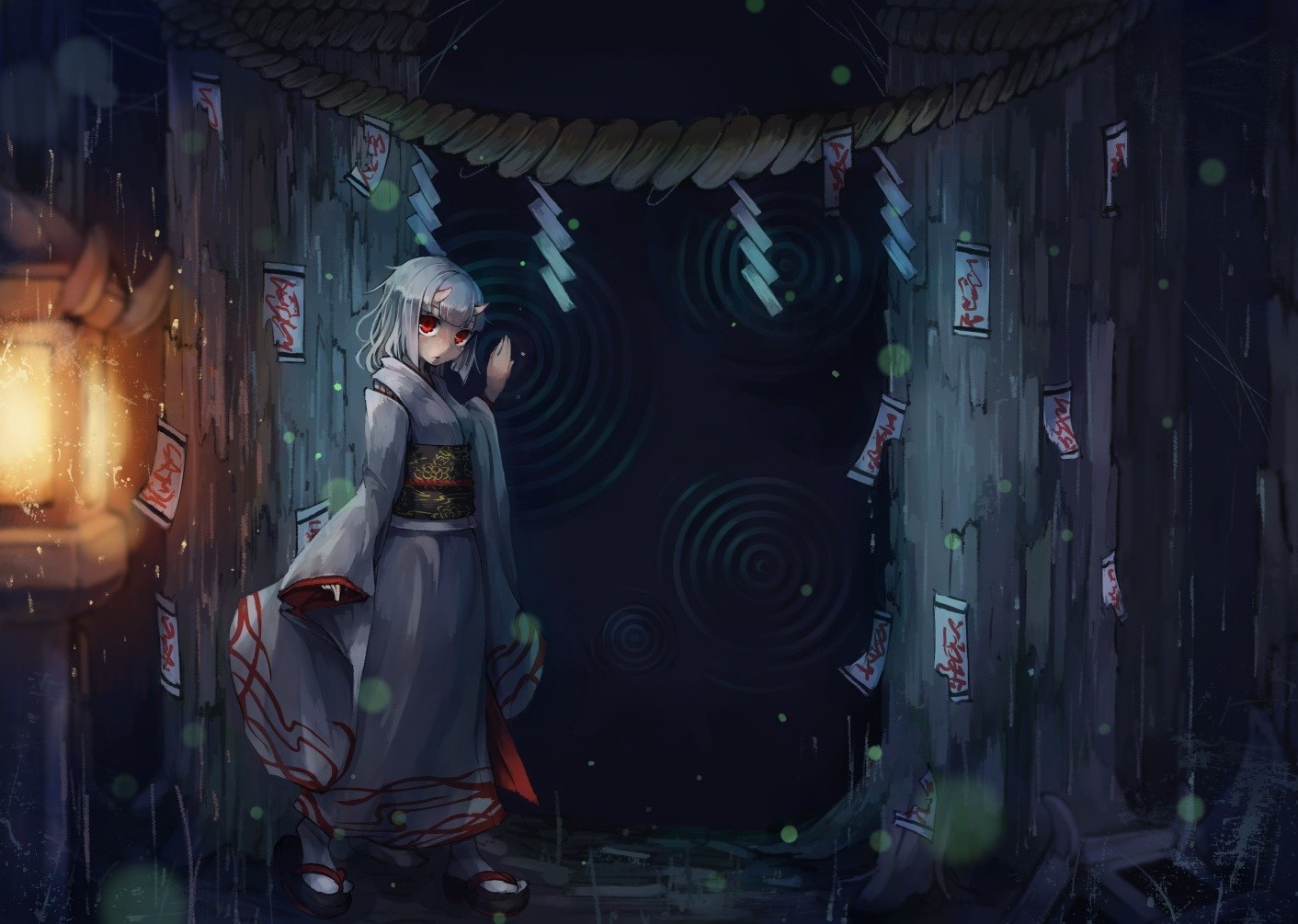 anime, Original Characters, Anime Girls, Red Eyes, Horns, Kimono Wallpaper