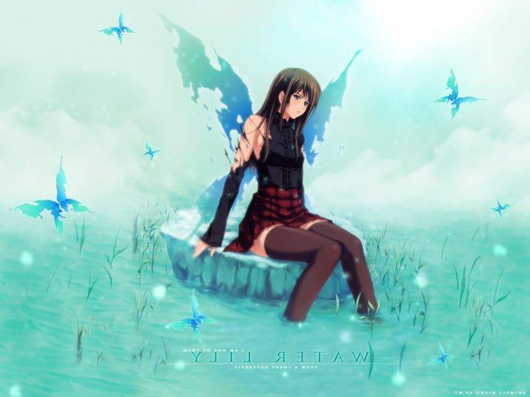 anime Girls, Skirt, Wings, Thigh highs, Torn Clothes, Shirakawa Ayane, Pianissimo, Visual Novel HD Wallpaper Desktop Background