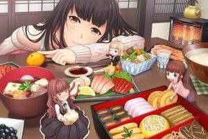 anime, Food, Anime Girls, Original Characters