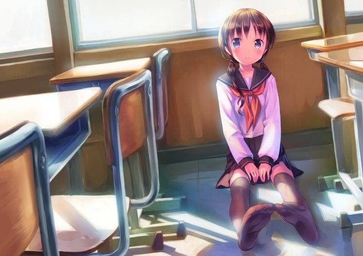 anime, School Uniform, Anime Girls, Original Characters, Classroom HD Wallpaper Desktop Background