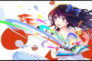 anime, Anime Girls, Colorful, Original Characters, Goldfish, Books