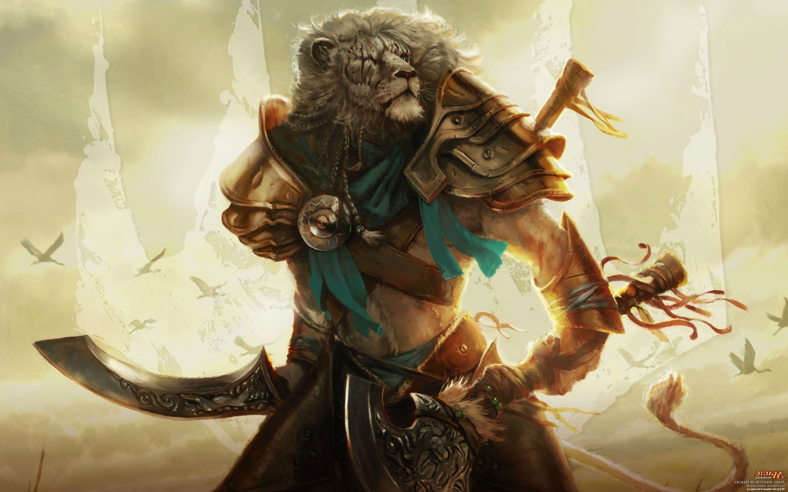 Magic The Gathering Fantasy Art Heroes Feline Warrior Ajani