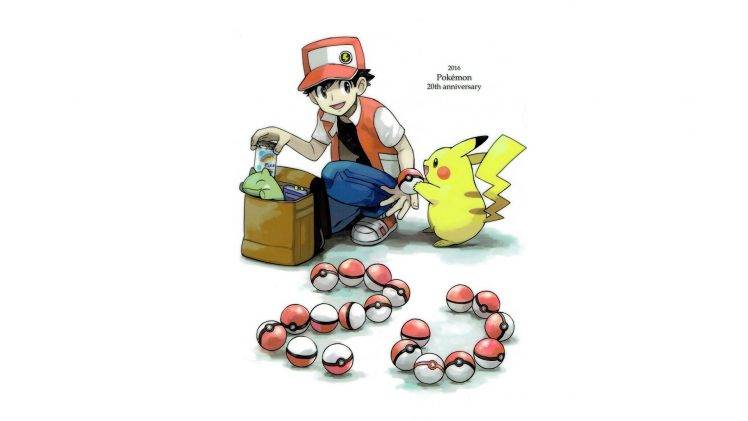 Red (Pokemon), Pokémon, Pikachu, Poké Balls HD Wallpaper Desktop Background
