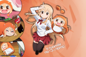 anime, Orange, Himouto! Umaru chan, Doma Umaru, School Uniform, Chibi, Thigh highs, Anime Girls