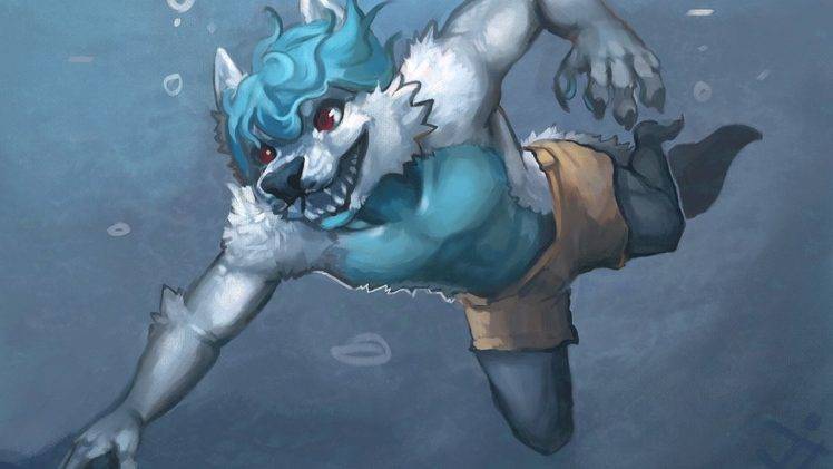 furry, Anthro, Swimming, Underwater HD Wallpaper Desktop Background