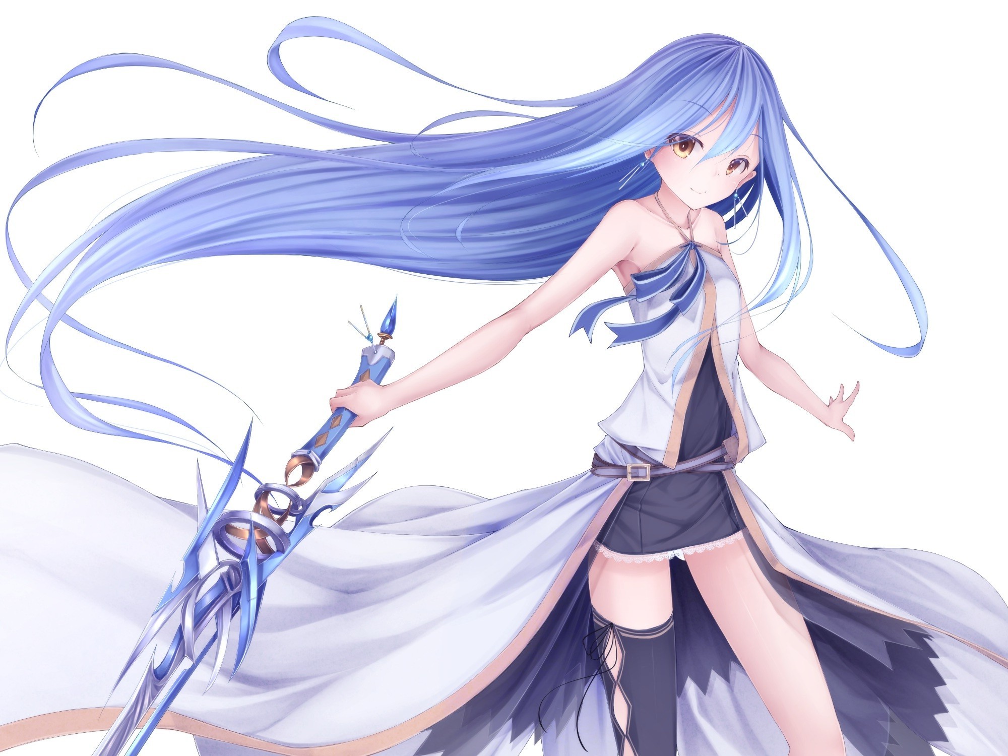 anime, Anime Girls, Blue Hair, Long Hair, Original Characters, Sword  Wallpapers HD / Desktop and Mobile Backgrounds