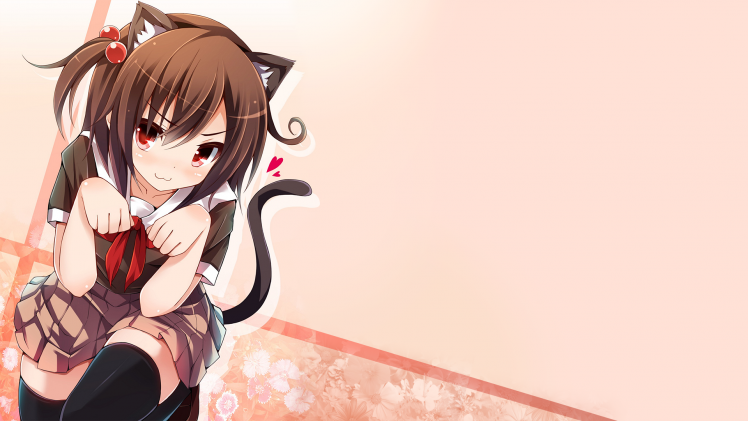 anime, Anime Girls, Cat Girl, Thigh highs, School Uniform, Nekomimi, Original Characters HD Wallpaper Desktop Background
