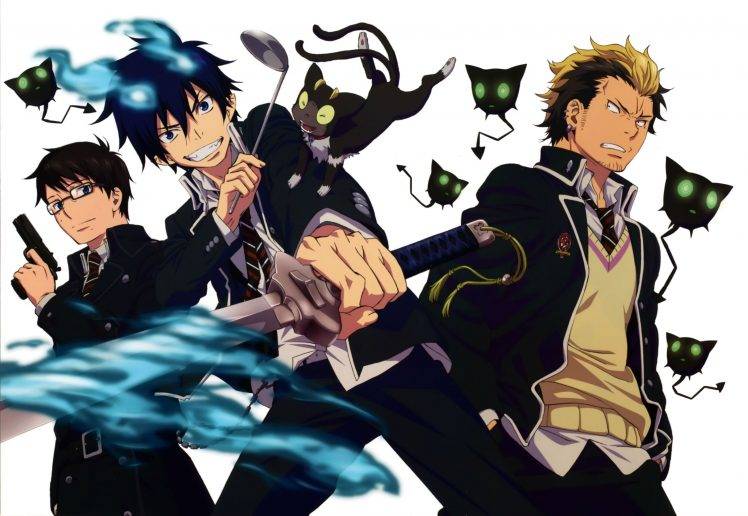 anime, Blue Exorcist, Demon, Okumura Rin, Okumura Yukio, Suguro Ryuji HD Wallpaper Desktop Background