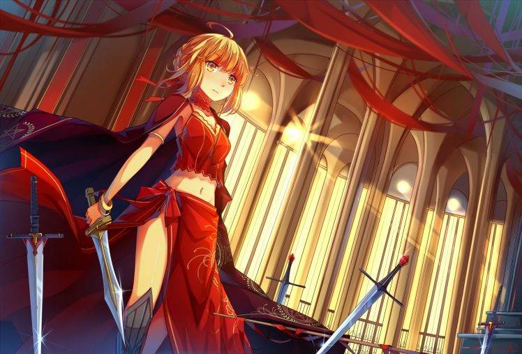 Fate Extra, Saber Extra, Blonde, Anime Girls, Fate Series HD Wallpaper Desktop Background