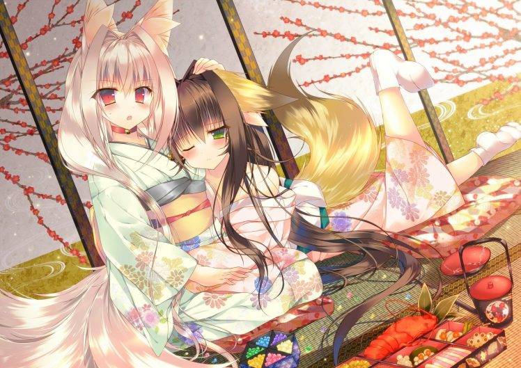anime, Anime Girls, Kimono, Kitsunemimi, Original Characters, Fox Girl HD Wallpaper Desktop Background