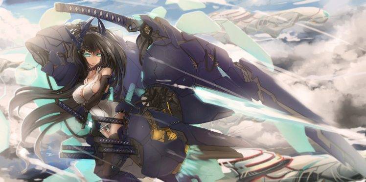 anime, Anime Girls, Sword, Weapon, Original Characters, Black Hair HD Wallpaper Desktop Background