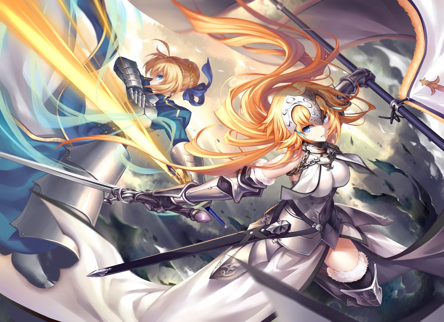Anime Anime Girls Fate Series Saber Sword Fighting Fate