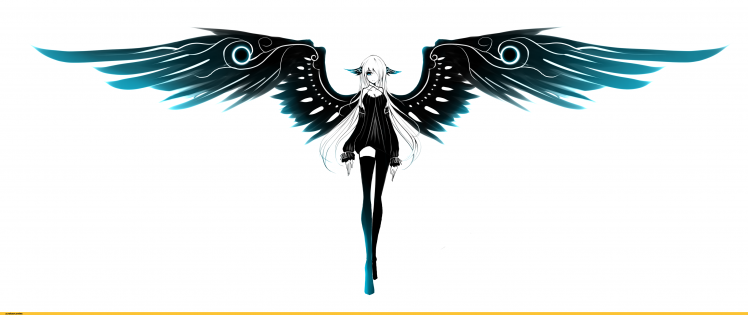 angel, Wings, White Hair, Black Dress HD Wallpaper Desktop Background
