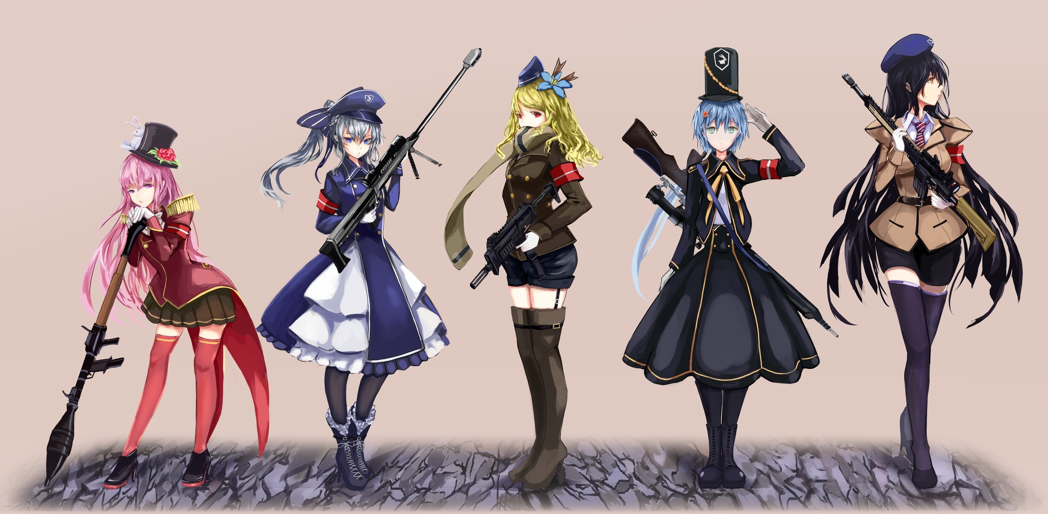 anime, Anime Girls, Gun, Weapon, Uniform, Original Characters Wallpaper