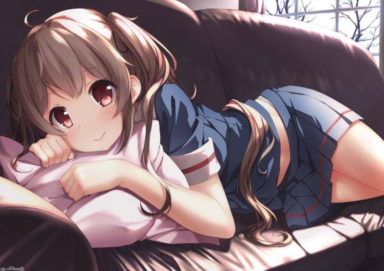 anime, Anime Girls, Murasame (KanColle), Couch, Kantai Collection HD Wallpaper Desktop Background