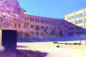 Makise Kurisu, Steins;Gate, School, Cherry Blossom, Clear Sky