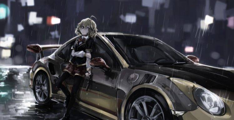 anime, Anime Girls, Car, Porsche, Hashiri Nio, Akuma No Riddle HD Wallpaper Desktop Background