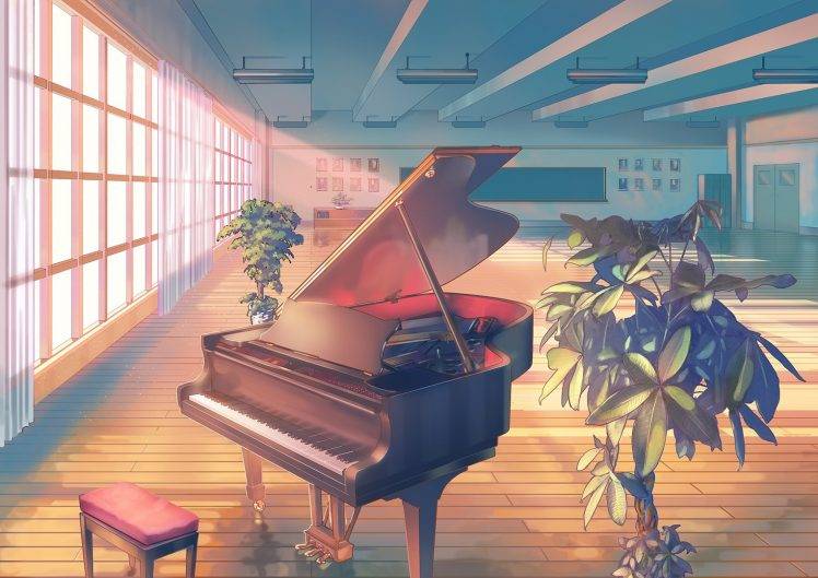 anime, Piano, Classroom HD Wallpaper Desktop Background