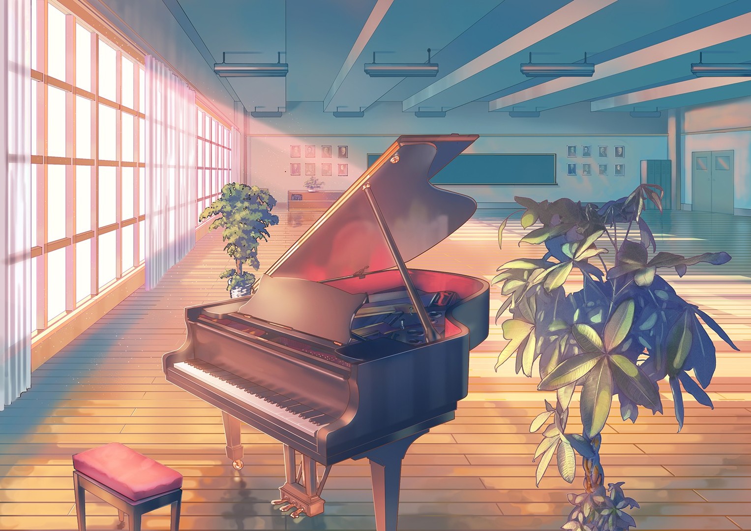 anime, Piano, Classroom Wallpaper