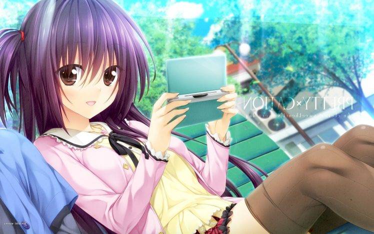 anime Girls, Pretty X Cation 2, Thigh highs, Nintendo DS, Visual Novel HD Wallpaper Desktop Background