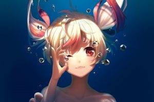 red Eyes, Original Characters, Anime Girls, Underwater