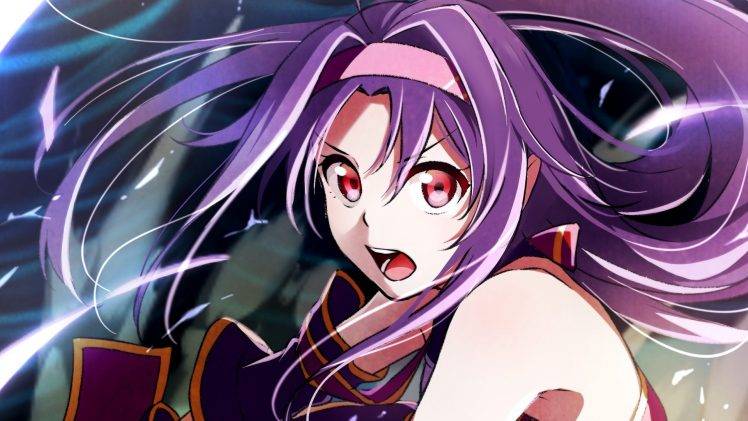 purple Hair, Red Eyes, Anime, Anime Girls, Konno Yuuki, Sword Art Online HD Wallpaper Desktop Background