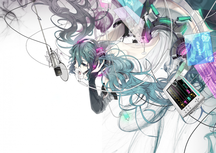 Hatsune Miku, Vocaloid, Headphones HD Wallpaper Desktop Background