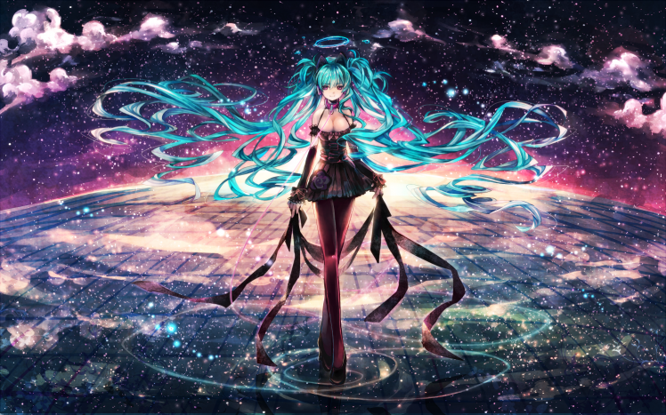 Hatsune Miku, Vocaloid, Twintails, Aqua Hair HD Wallpaper Desktop Background