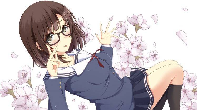anime, Anime Girls, Saenai Heroine No Sodatekata, Megumi Katou, School Uniform, Glasses HD Wallpaper Desktop Background
