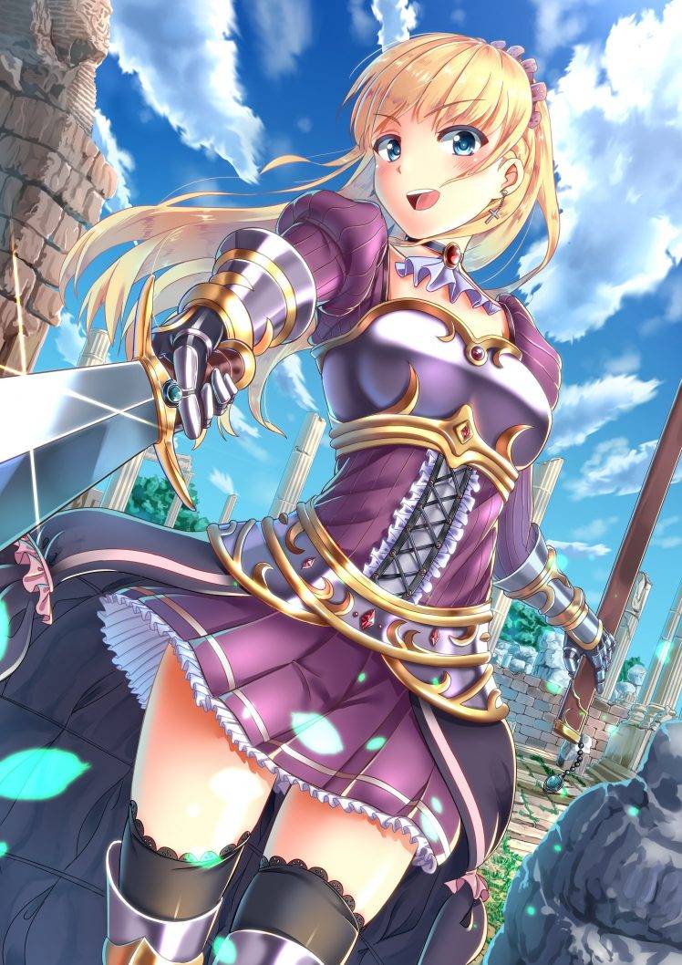 original Characters, Anime, Anime Girls, Sword, Armor HD Wallpaper Desktop Background