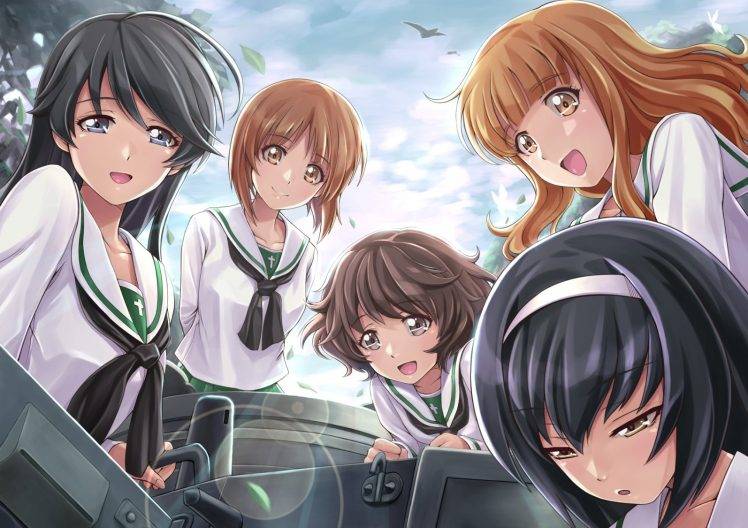 anime, Anime Girls, Girls Und Panzer, Nishizumi Miho, Akiyama Yukari, Isuzu Hana, Reizei Mako, Takebe Saori HD Wallpaper Desktop Background