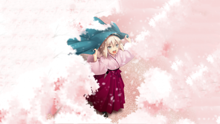 Sakura Saber, Fate Series, Fate Grand Order, Cherry Blossom HD Wallpaper Desktop Background