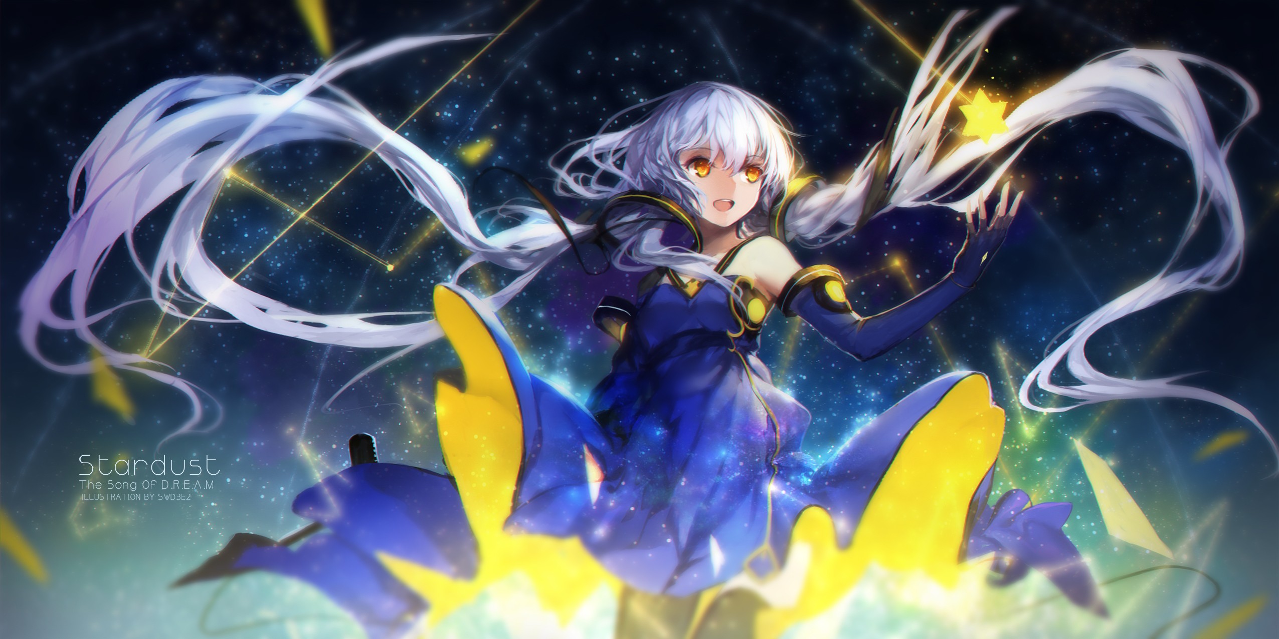 swd3e2, Vocaloid, Twintails, Yellow Eyes, Stars, Xingchen Wallpaper