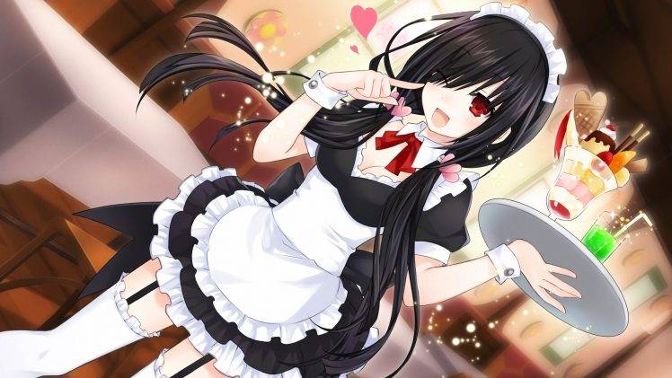 anime, Anime Girls, Tokisaki Kurumi, Date A Live, Maid Outfit HD Wallpaper Desktop Background