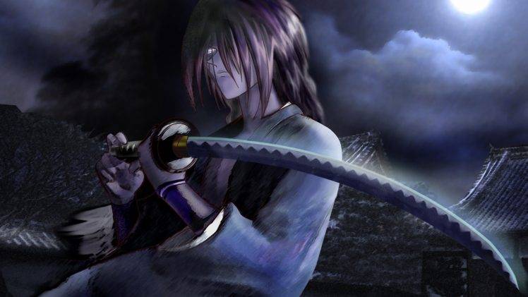 Rurouni Kenshin, Katana, Night, Himura Kenshin HD Wallpaper Desktop Background